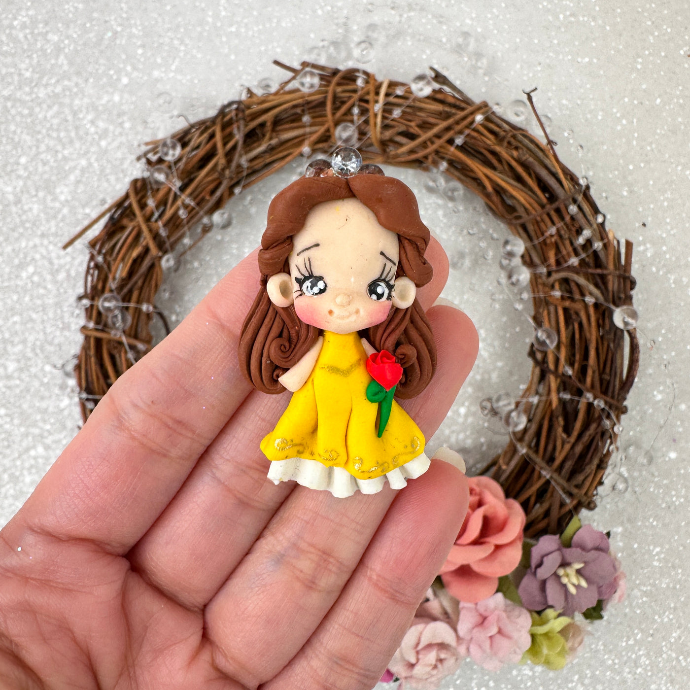 Cute yellow dress little princess - Embellishment Clay Bow Centre