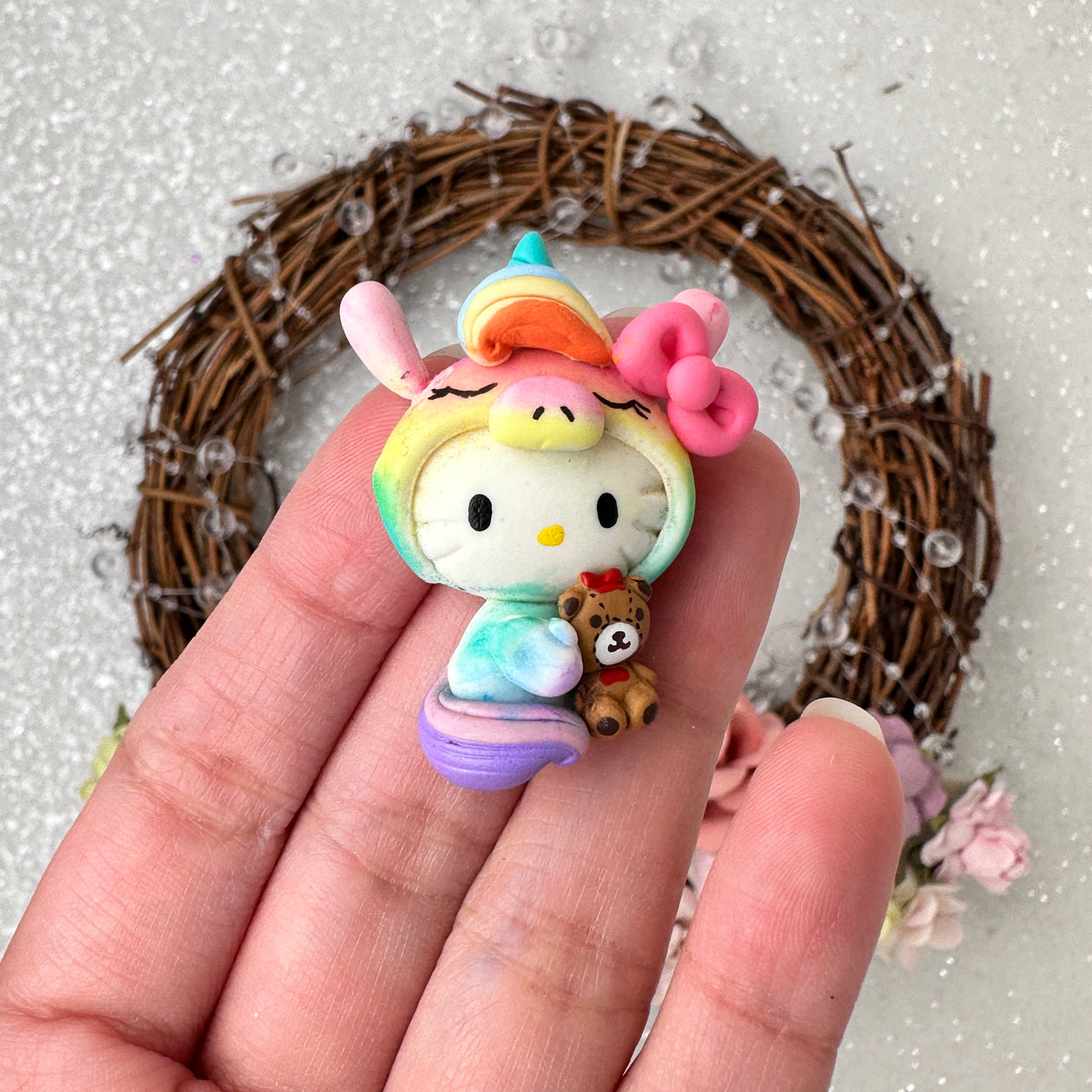 Unicorn cat - Embellishment Clay Bow Centre