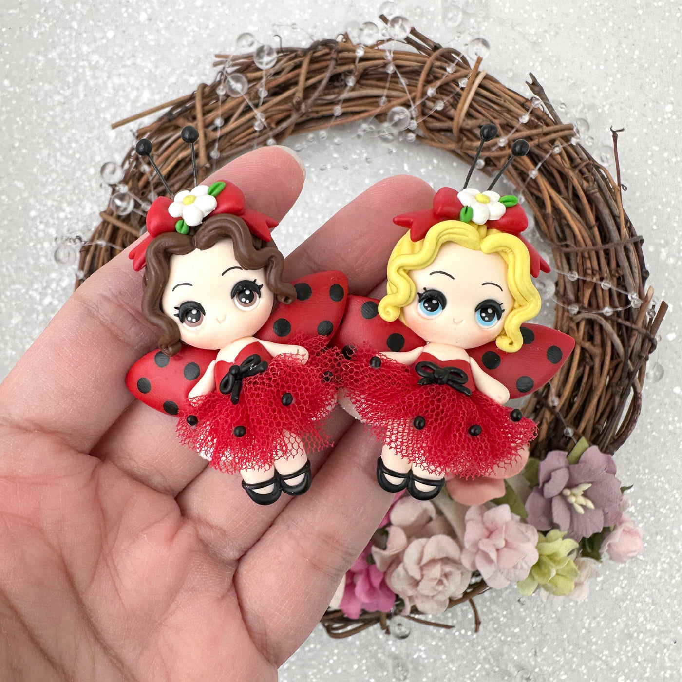 ladybug girl - Embellishment Clay Bow Centre