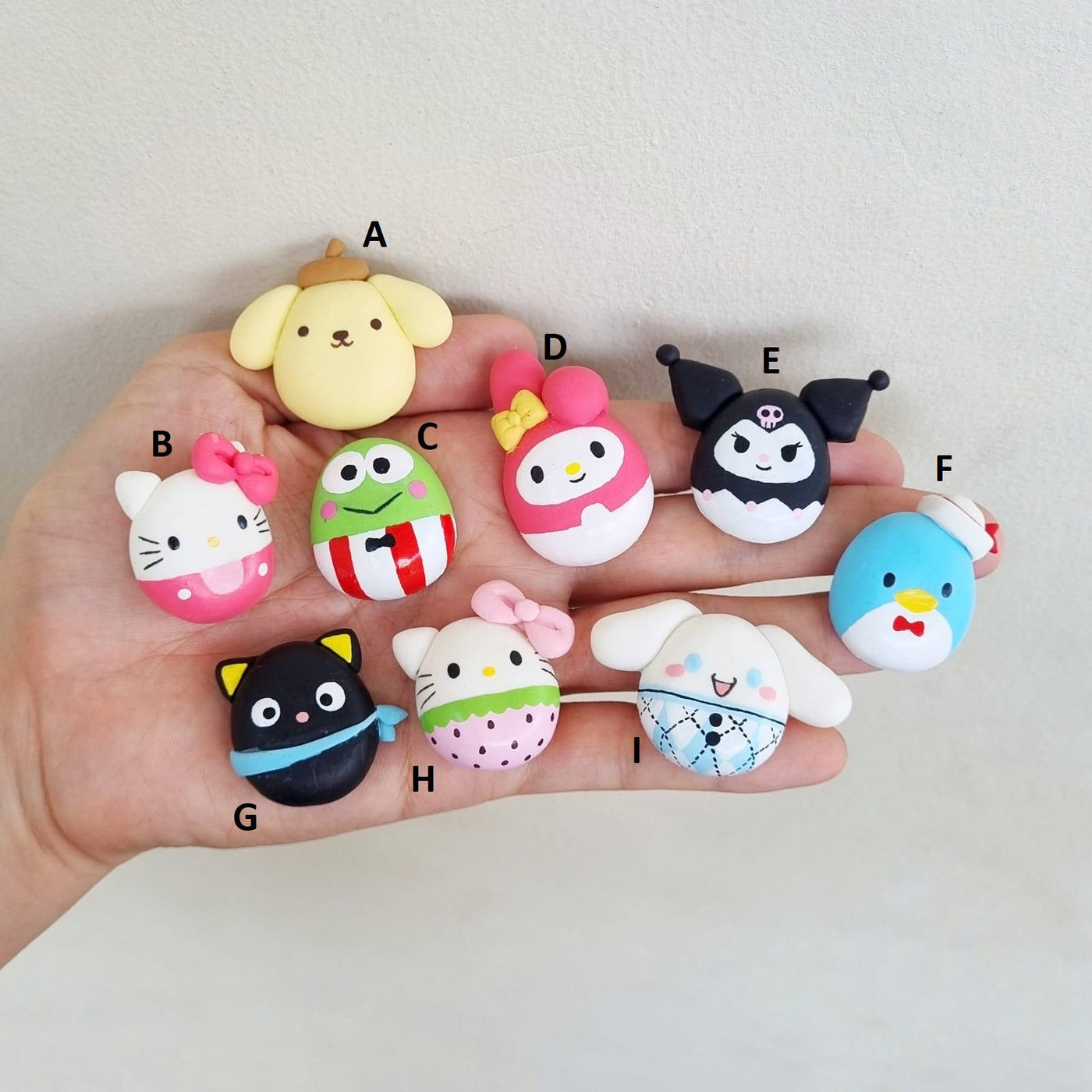 Cutie kawaii friends B - Handmade Flatback Clay Bow Centre