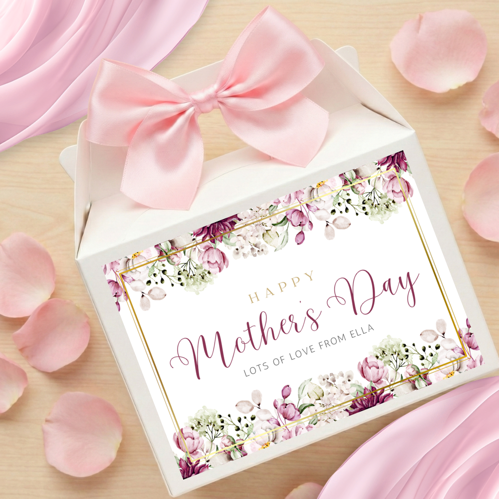 Label Sticker Party treat box - Mothers day thulian pink flowers - Crafty Mood