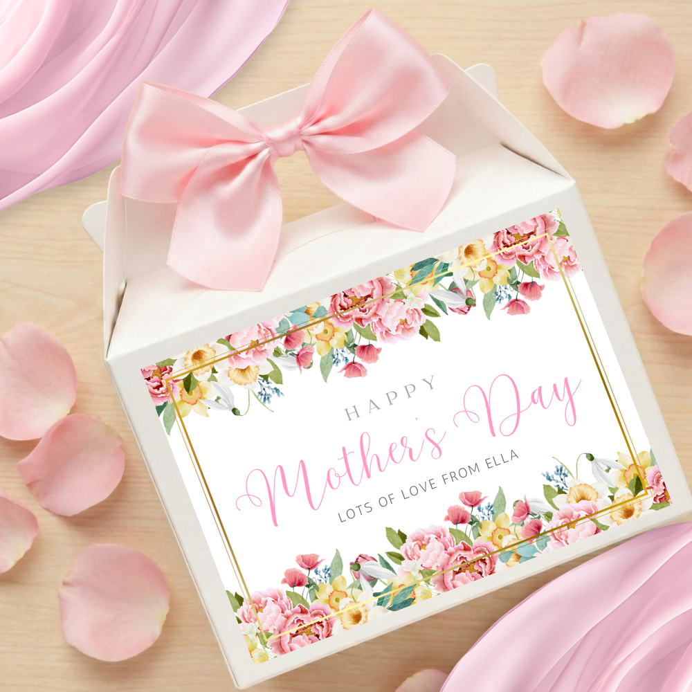 Label Sticker Party treat box - Mothers day colourful summer flowers - Crafty Mood