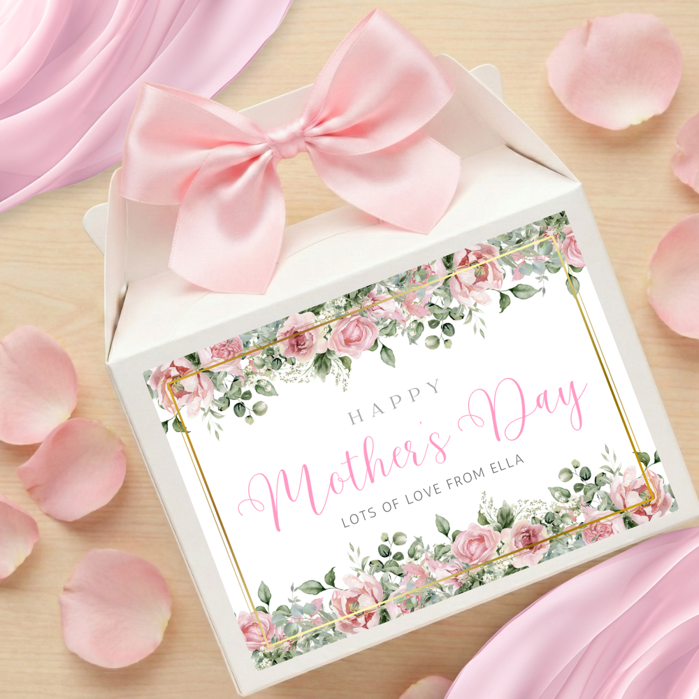 Label Sticker Party treat box - Mothers day pink roses flowers - Crafty Mood