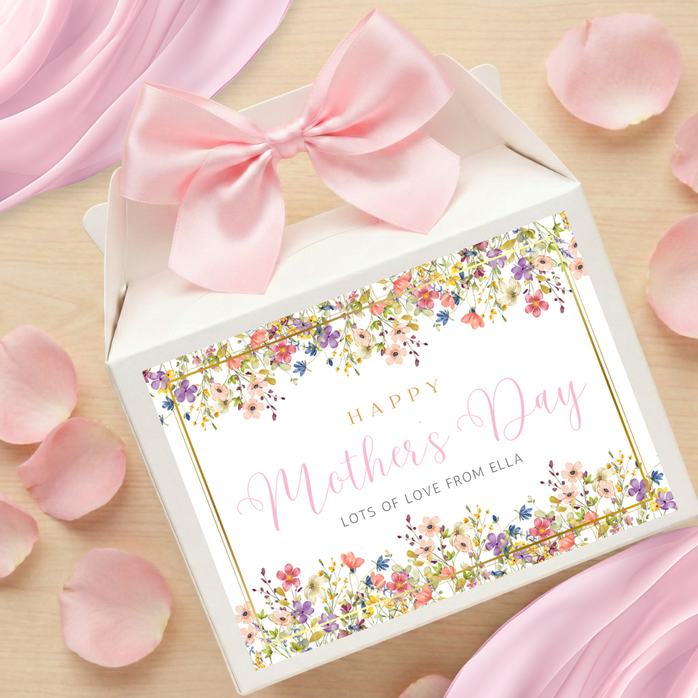 Label Sticker Party treat box - Mothers day tiny spring colourful flowers - Crafty Mood