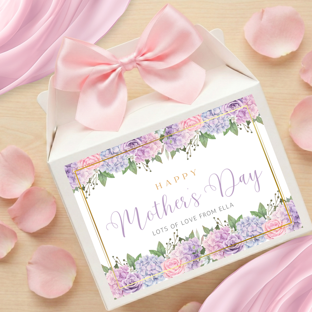Label Sticker Party treat box - Mothers day colourful hydrangea flowers - Crafty Mood