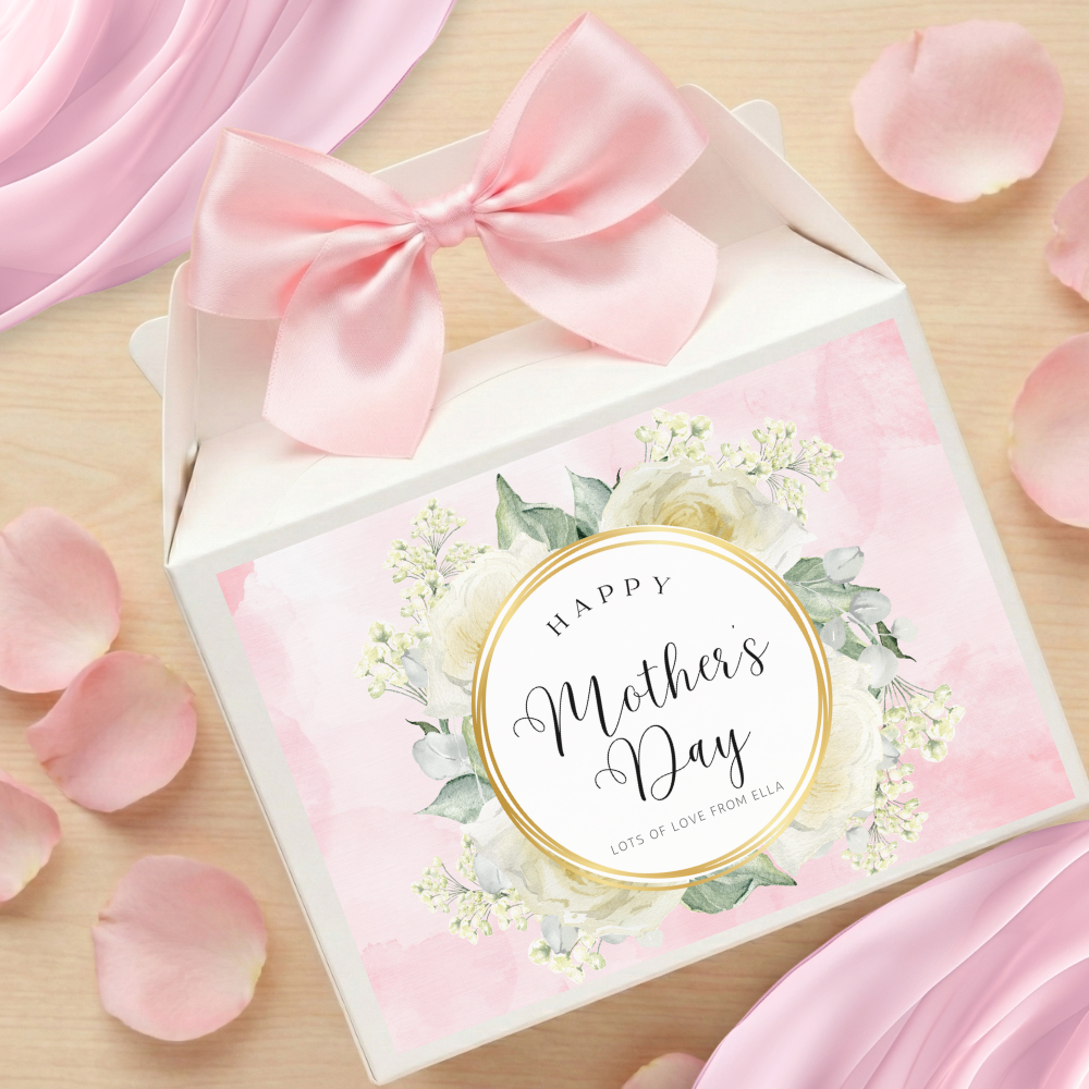 Label Sticker Party treat box - Mothers day white flowers - Crafty Mood