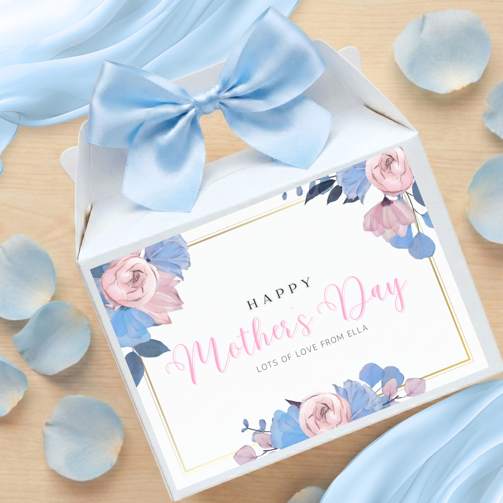 Label Sticker Party treat box - Mothers day pink blue flowers - Crafty Mood
