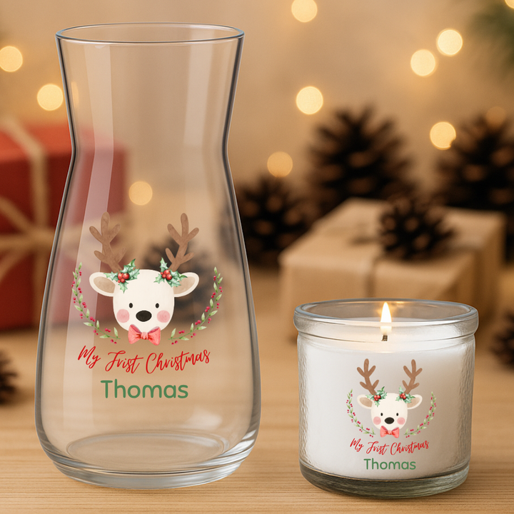 Cute Reindeer My First Christmas - Personalized - Christmas UV DTF Decal