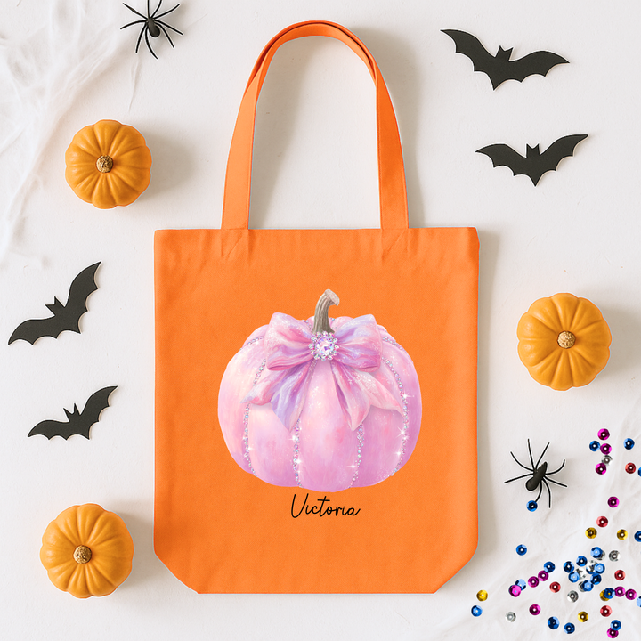 Custom DTF Transfer - Sparkling pink pumpkin pink bow personalised - DTF ready to press