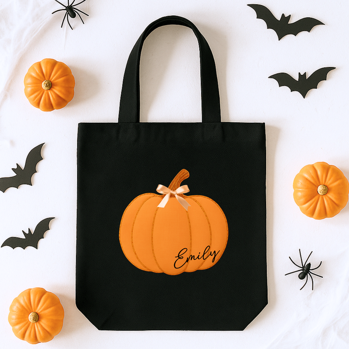 Custom DTF Transfer - Seamed orange pumpkin bow personalised - DTF ready to press