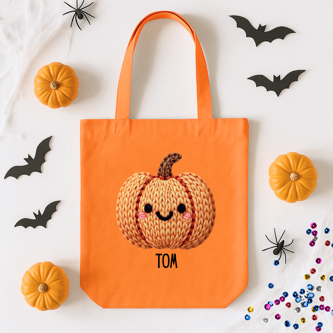 Custom DTF Transfer - Cute knitted pumpkin orange personalised - DTF ready to press