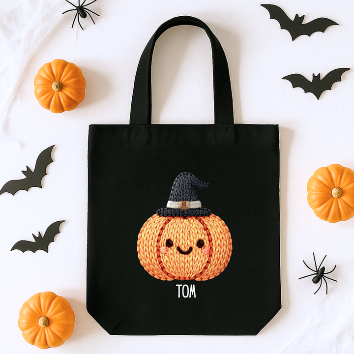 Custom DTF Transfer - Cute knitted orange pumpkin with hat personalised - DTF ready to press