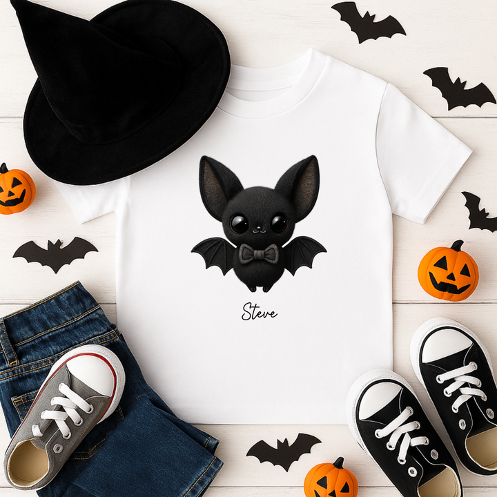 Custom DTF Transfer - Cute black bat black bow personalised - DTF ready to press
