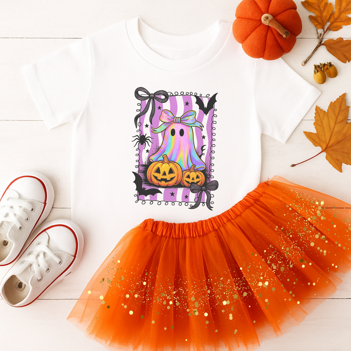 Custom DTF Transfer - Halloween ghost pink pumpkin personalised - DTF ready to press