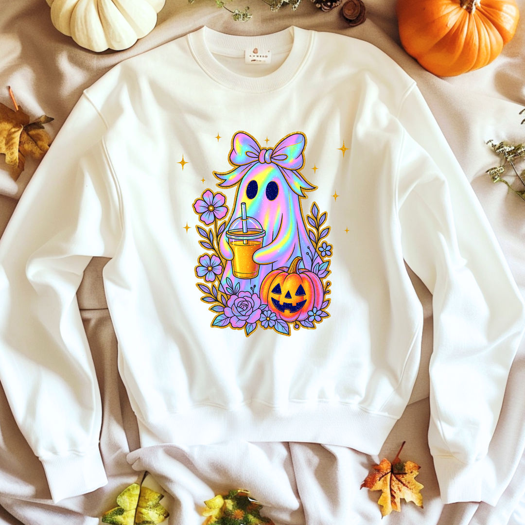 Custom DTF Transfer - Halloween ghost flower pumpkin personalised - DTF ready to press
