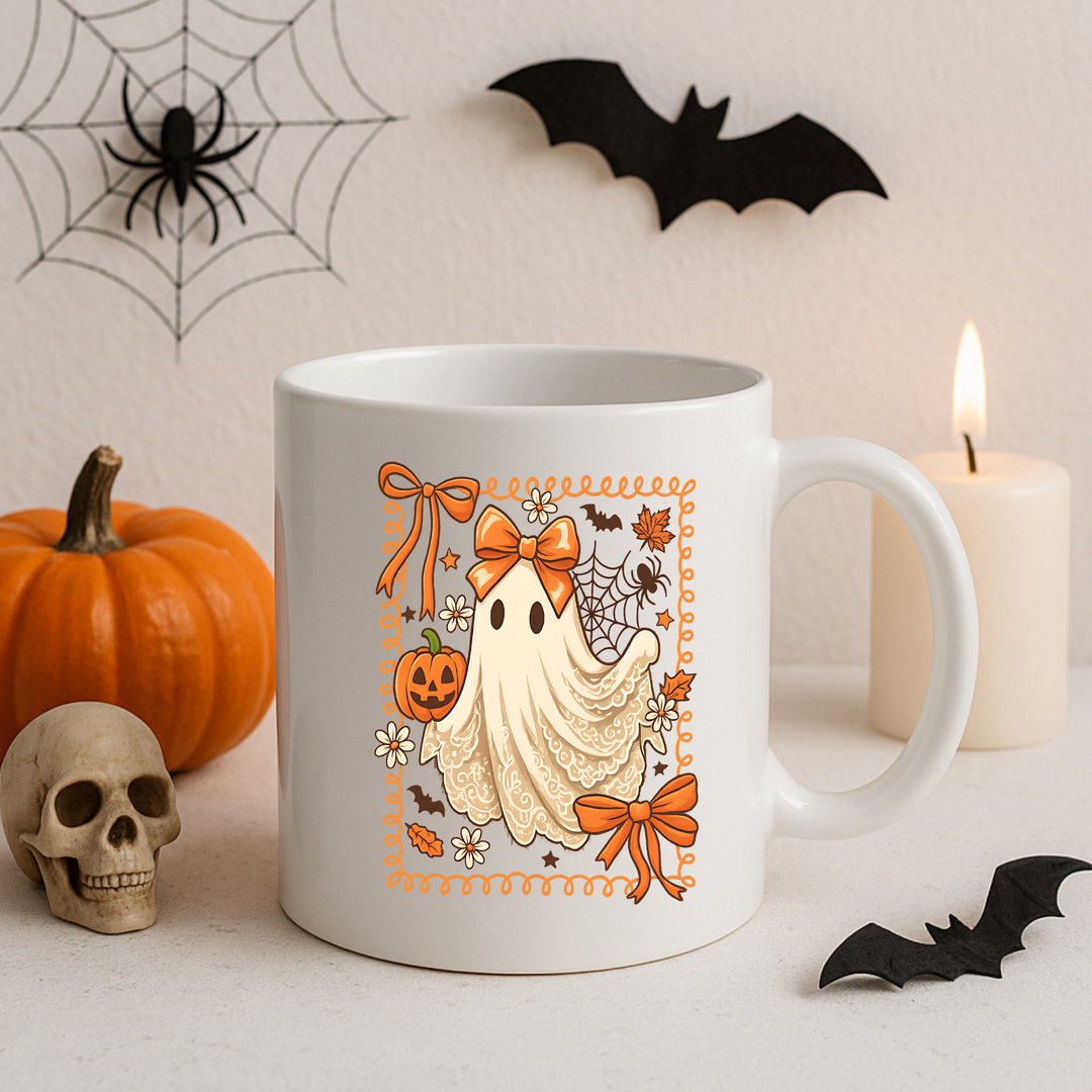 UV DTF - personalised cute ghost Halloween orange