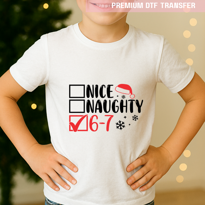 DTF Transfer - Christmas hat check six seven 67 funny meme - DTF ready to press