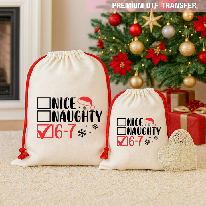 DTF Transfer - Christmas hat check six seven 67 funny meme - DTF ready to press