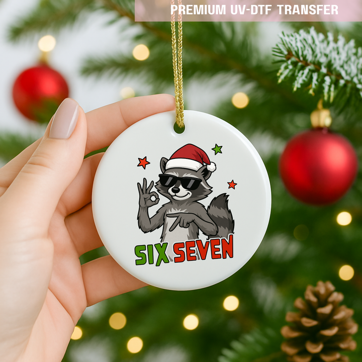 UV DTF decal - six seven 67 coolest raccoon in town