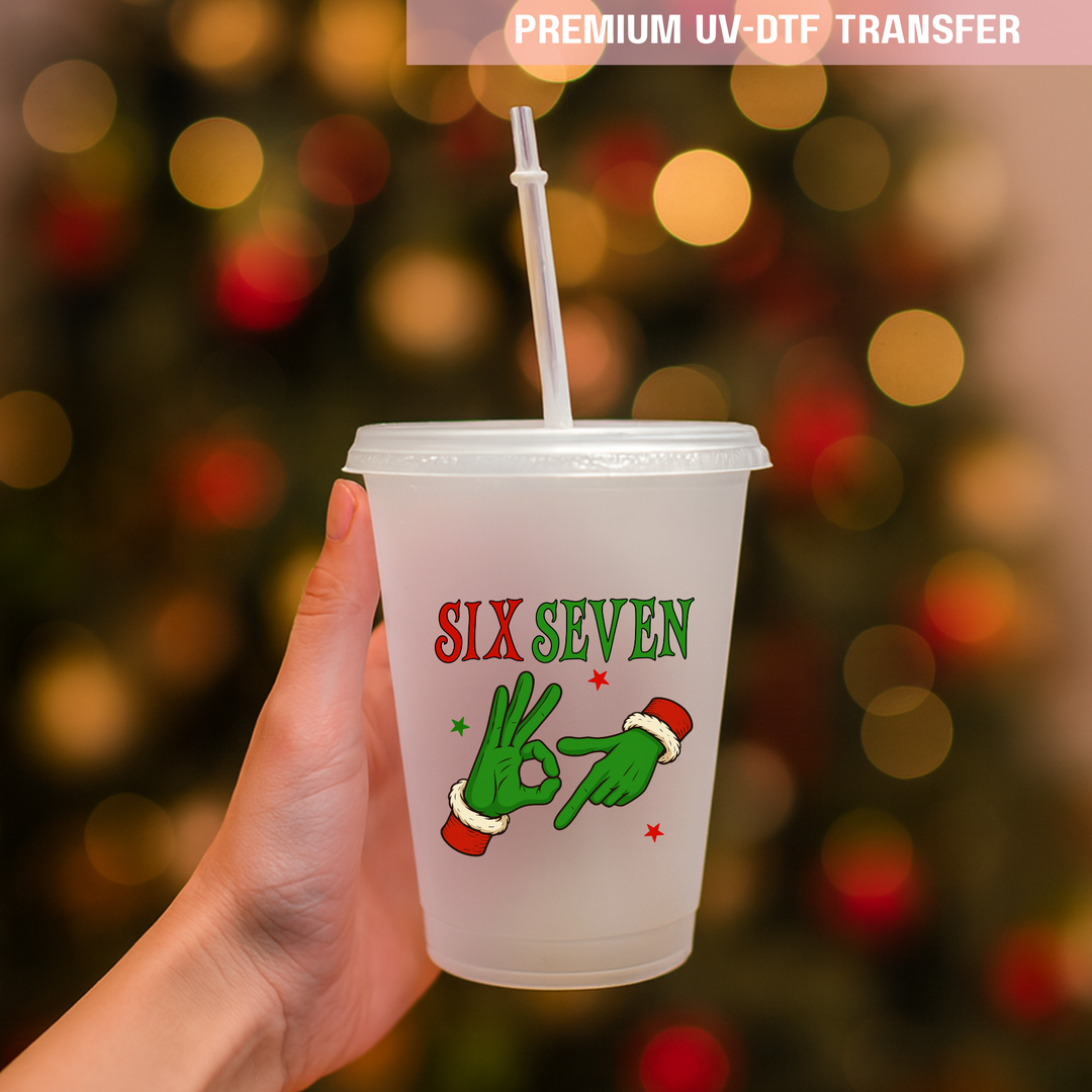 UV DTF decal - six seven 67 sign language