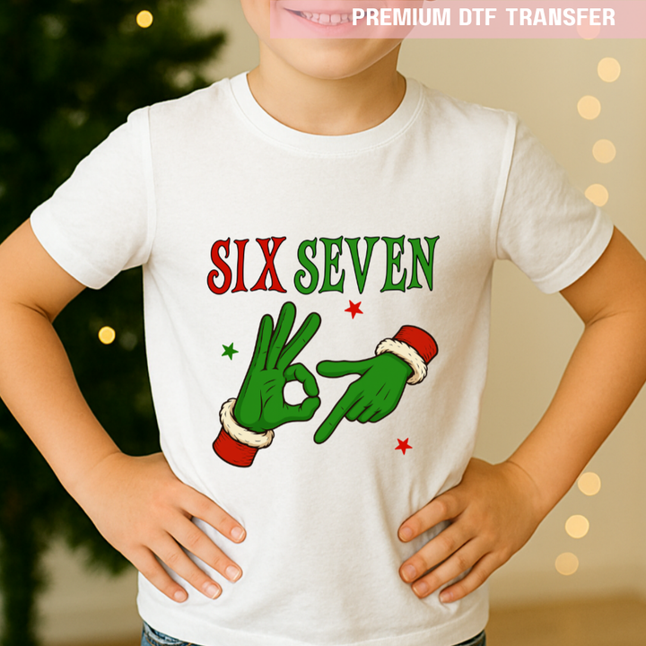 DTF Transfer - Christmas green monster six seven 67 funny meme - DTF ready to press