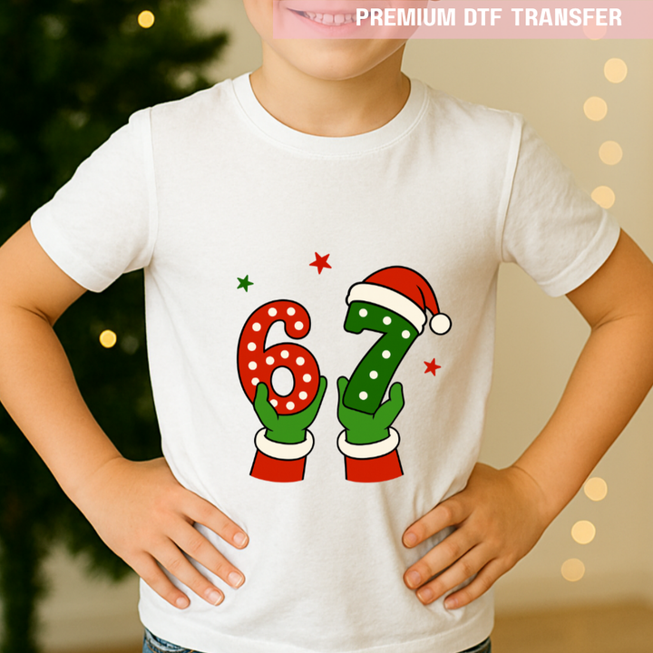 DTF Transfer - Christmas green monster number six seven 67 funny meme - DTF ready to press