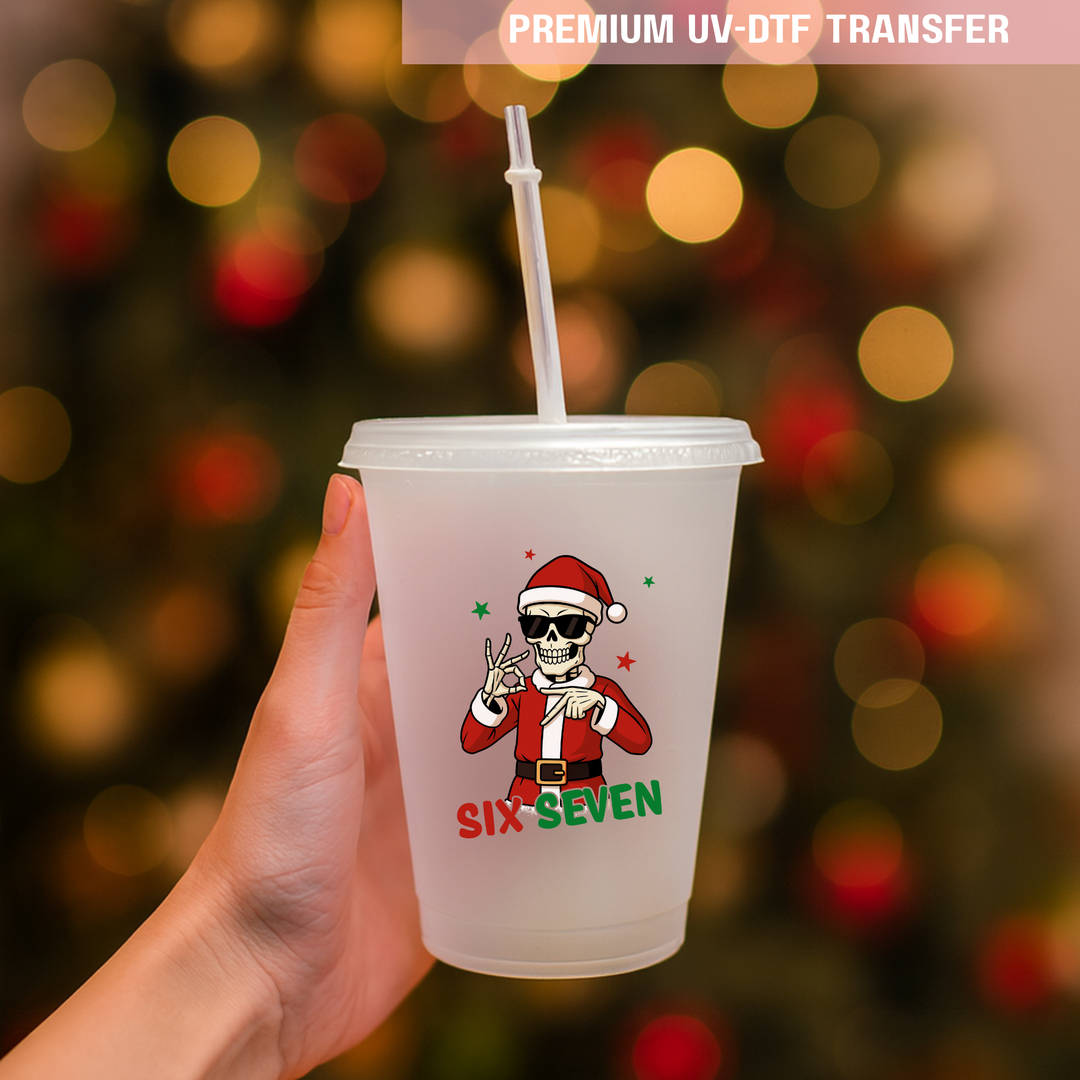 UV DTF decal - six seven 67 skull claus