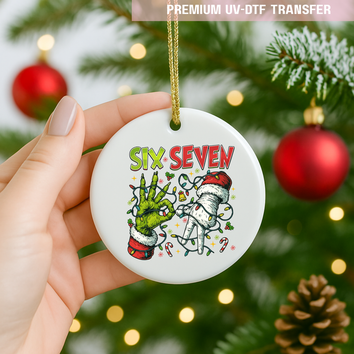 UV DTF decal - six seven 67 green monster tangled lights