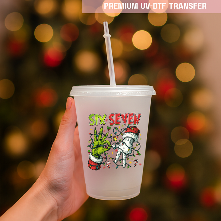 UV DTF decal - six seven 67 green monster tangled lights