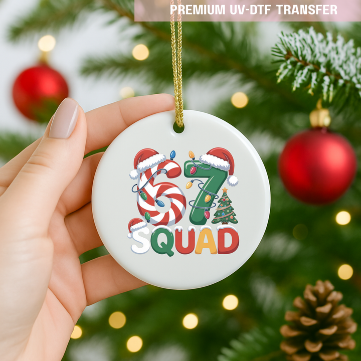 UV DTF decal - six seven 67 candy cane squad
