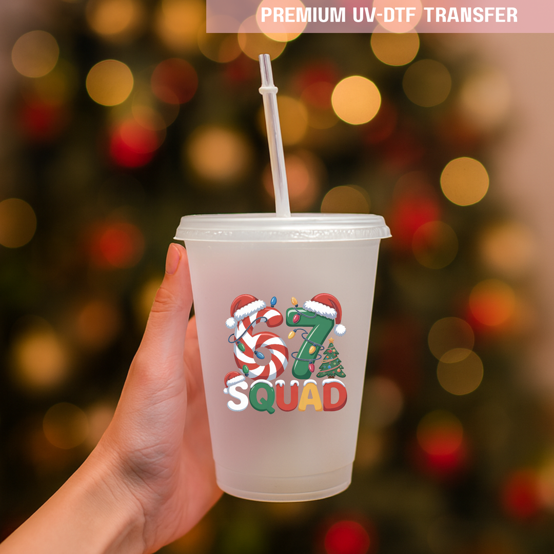 UV DTF decal - six seven 67 candy cane squad