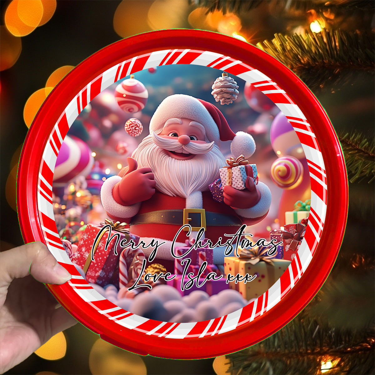 red santa - Celebrations Chocolate Tub Label Sticker