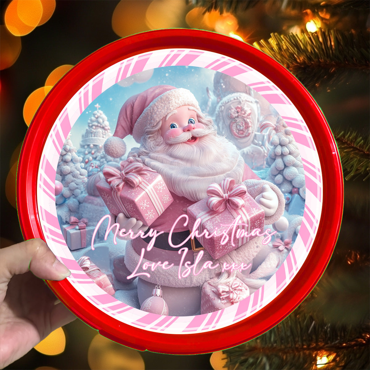 pink santa - Celebrations Chocolate Tub Label Sticker