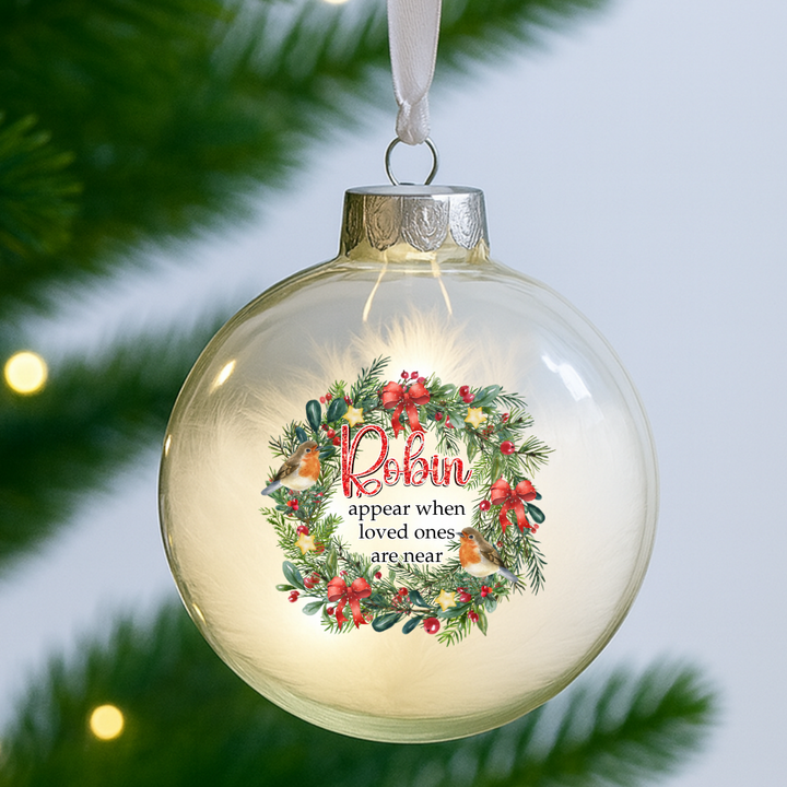 Robins Appear When Loved Ones Are Near Wreath With Cute Ribbon - Christmas UV DTF Decal