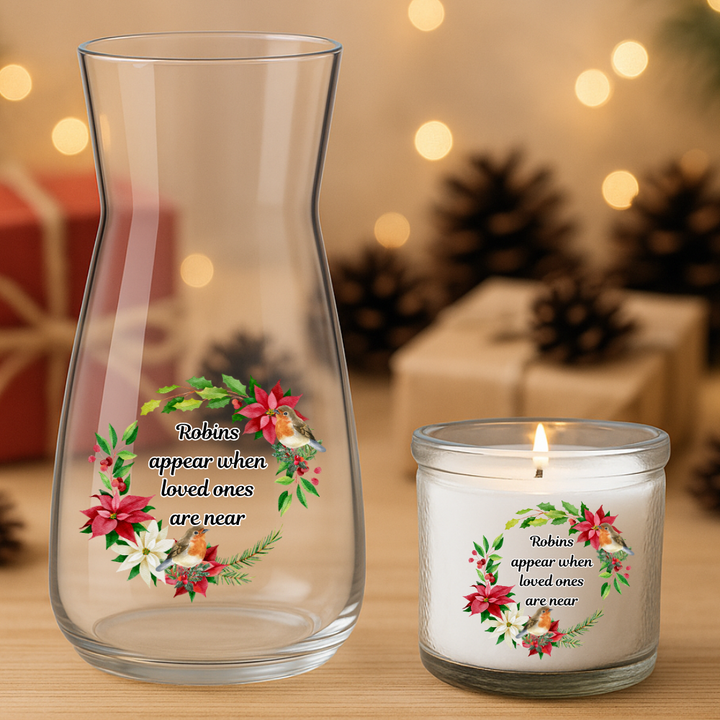 Robins Appear When Loved Ones Are Near Wreath - Christmas UV DTF Decal