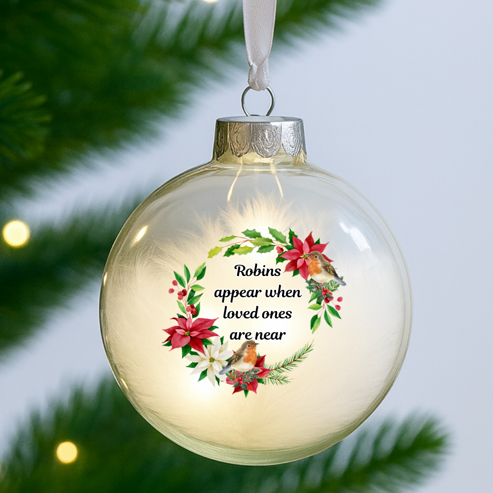 Robins Appear When Loved Ones Are Near Wreath - Christmas UV DTF Decal