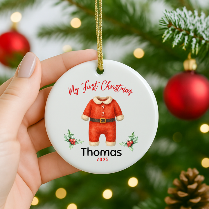 Cute Santa Suit My First Christmas - Personalized - Christmas UV DTF Decal