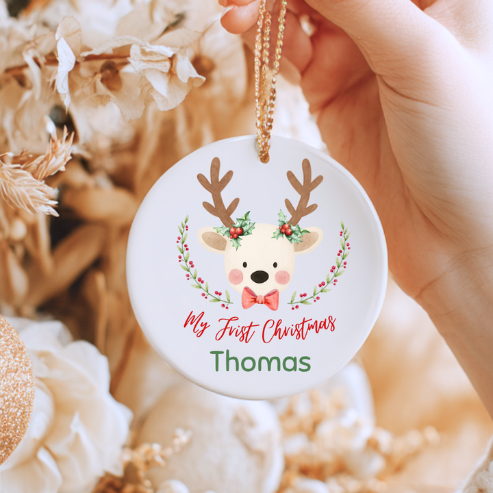 Cute Reindeer My First Christmas - Personalized - Christmas UV DTF Decal