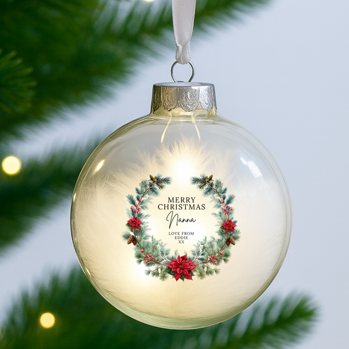 Merry Christmas Pine, Berries, Flowers Love From - Personalized - Christmas UV DTF Decal