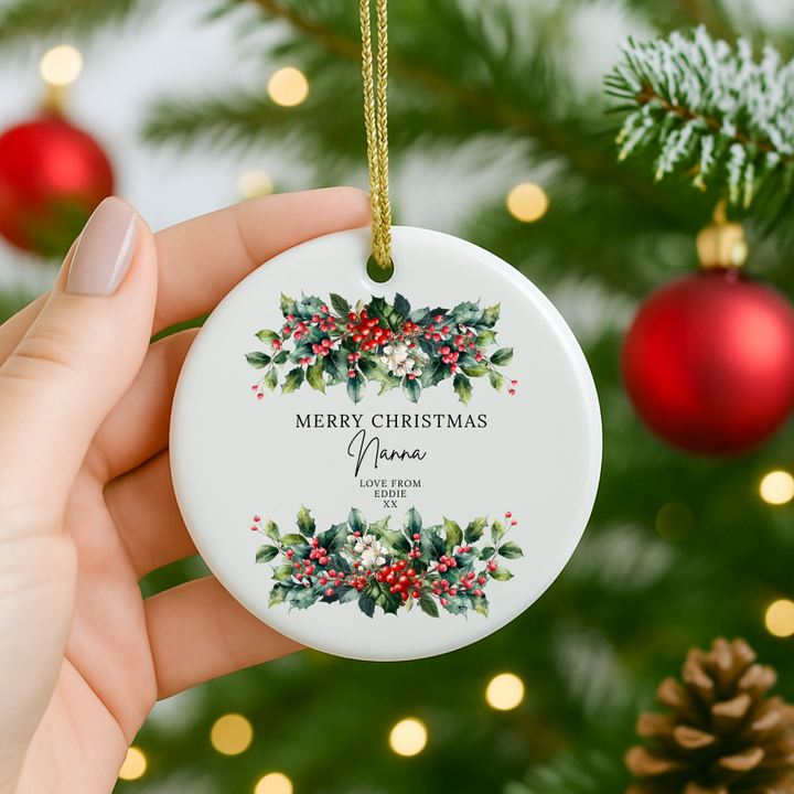 Merry Christmas Berries Frame Love From - Personalized - Christmas UV DTF Decal