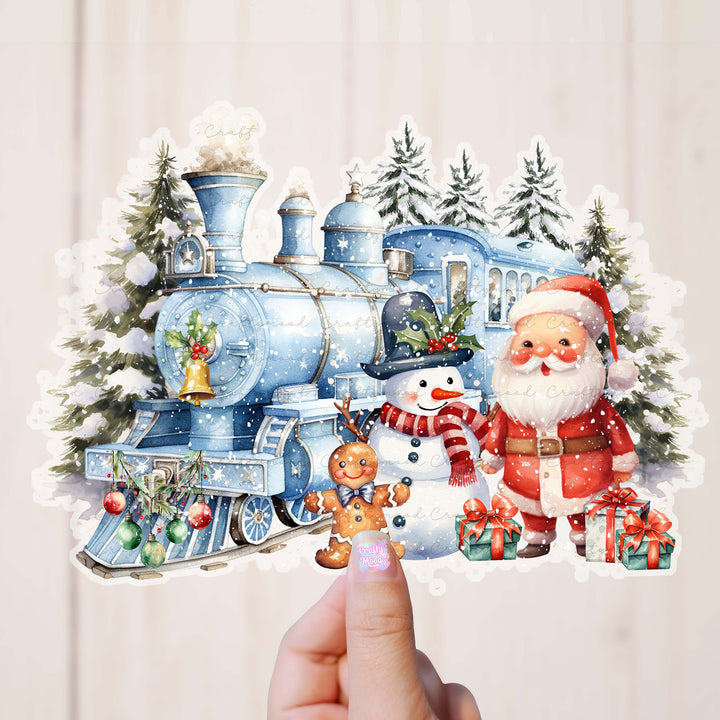 Santa Christmas train - Transparent Sticker for Magnetic box