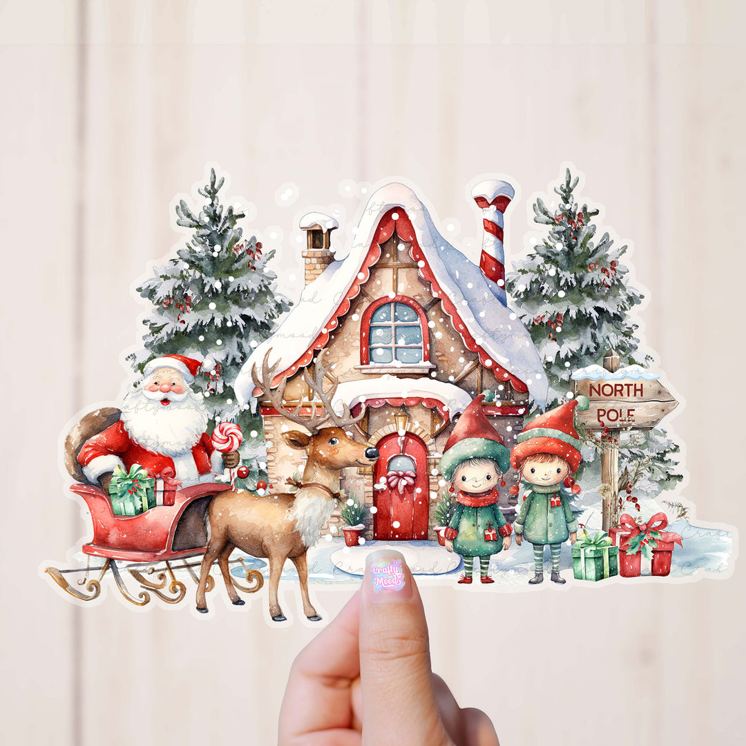 Santa Sleigh delivery - Transparent Sticker for Magnetic box