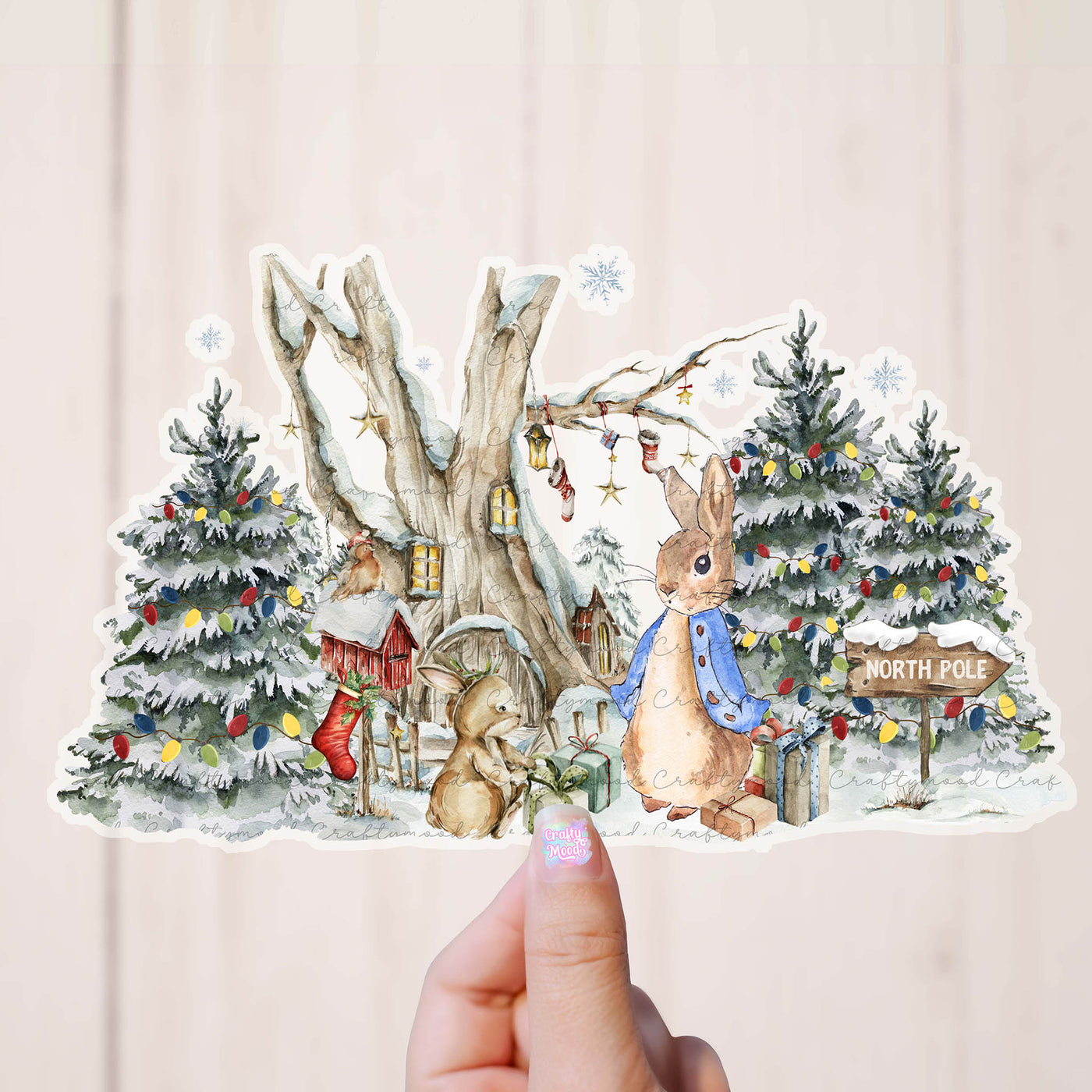 Winter Woodland peter - Transparent Sticker for Magnetic box