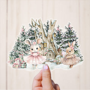 Woodland Tutu bunny rabbit ballerina  - Transparent Sticker for Magnetic box