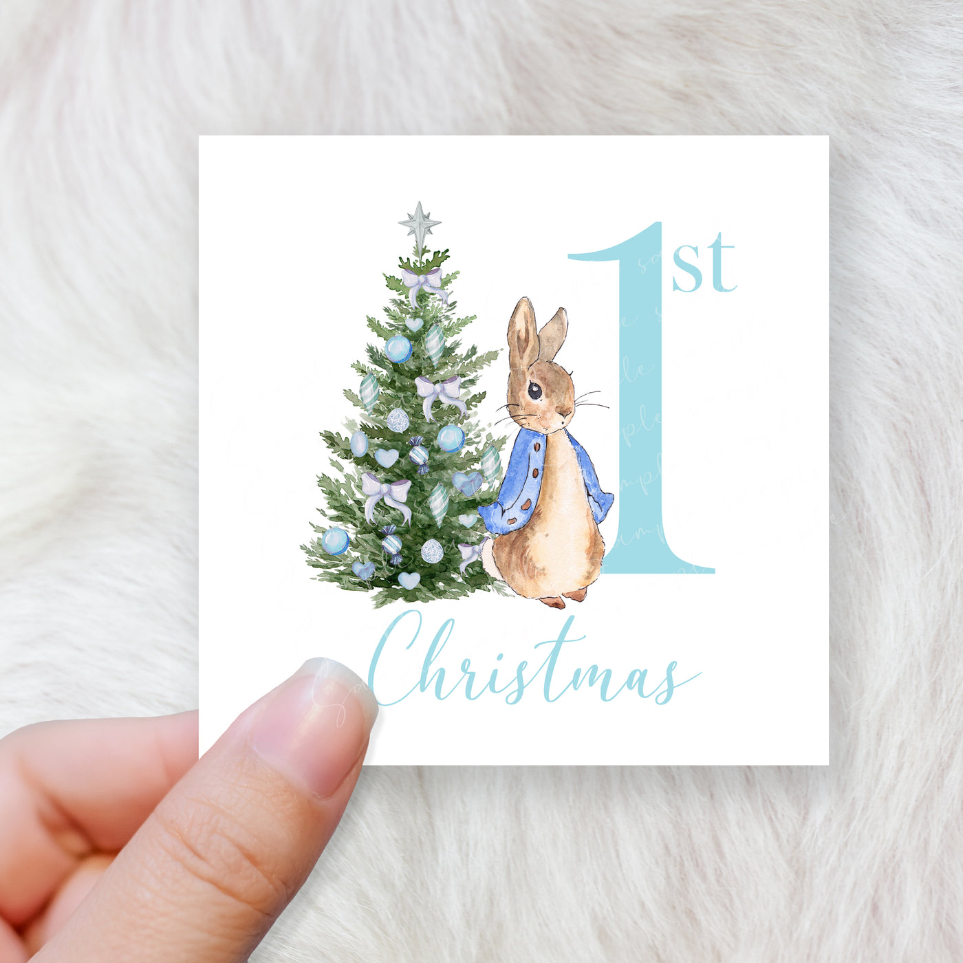 1st christmas rabbit  - CHOOSE UV DTF decal - DTF Transfer