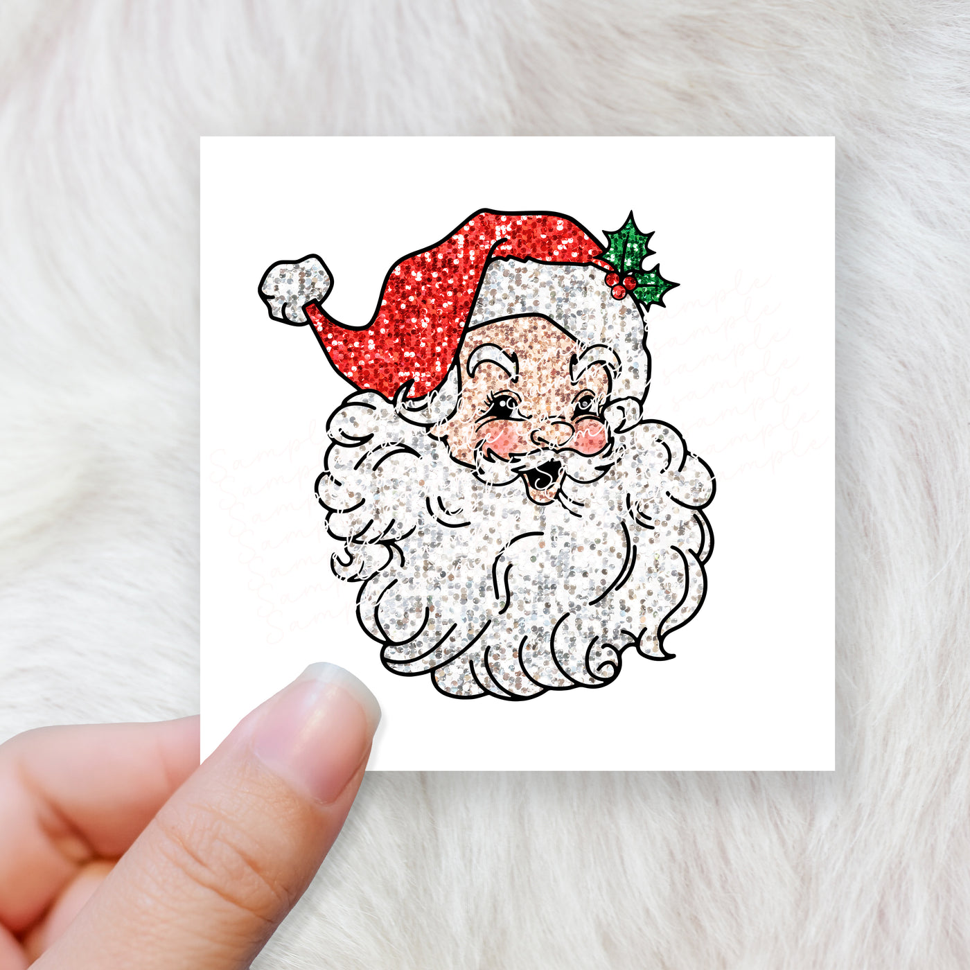 Santa glitter red hat - CHOOSE UV DTF decal - DTF Transfer