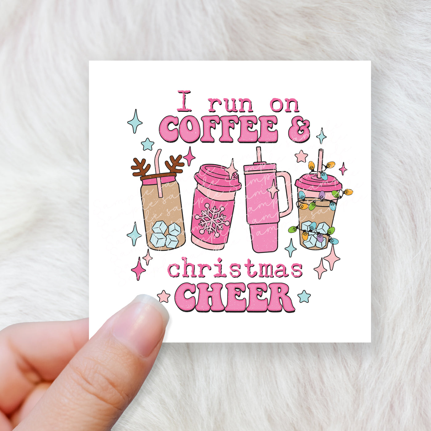 I run on coffee and Christmas cheer pink - CHOOSE UV DTF decal - DTF Transfer