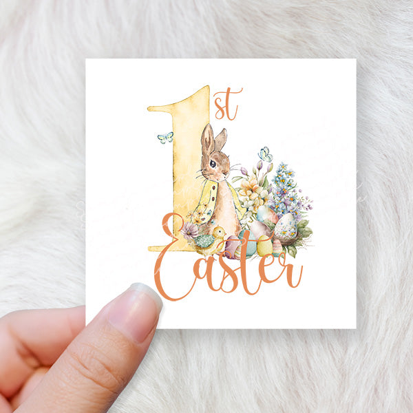 Flopsy 1st Easter yellow - CHOOSE UV DTF decal - DTF Transfer (personalised options)
