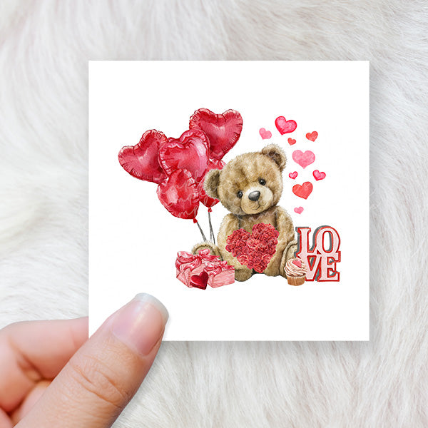 Bear heart balloon red - CHOOSE UV DTF decal - DTF Transfer (personalised options)
