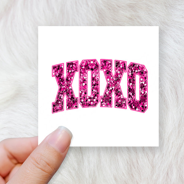 XOXO Valentine pink sequin varsity - CHOOSE UV DTF decal - DTF Transfer